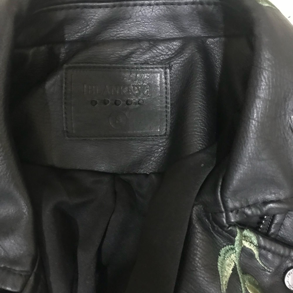 Blank Pleather Jacket With Flower Embroidery S - image 2